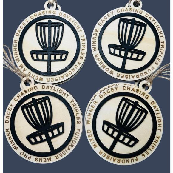 DISC GOLF Custom Mini Bag Tag Trophy 2 Layer Wood Discgolfer Personalized - Picture 1 of 5